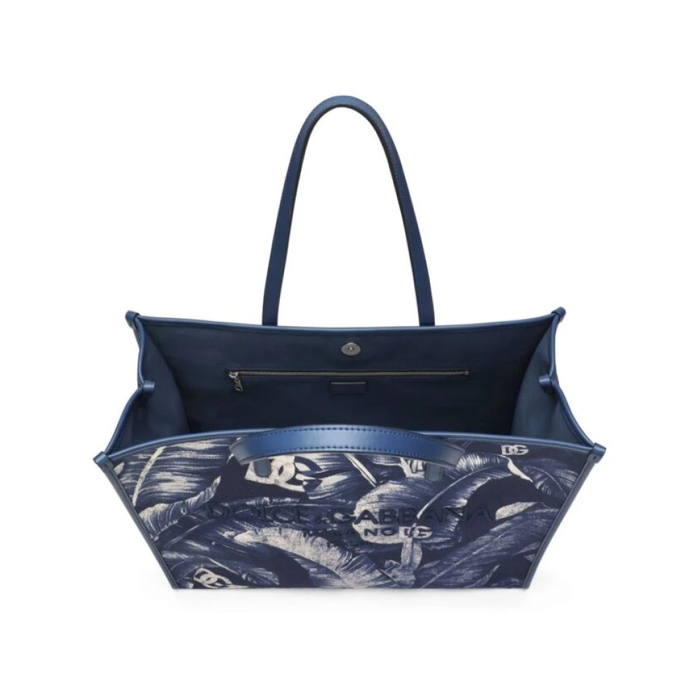 Dolce & Gabbana Bum Bag met Middernachtblauw Bladpatroon Blue Heren