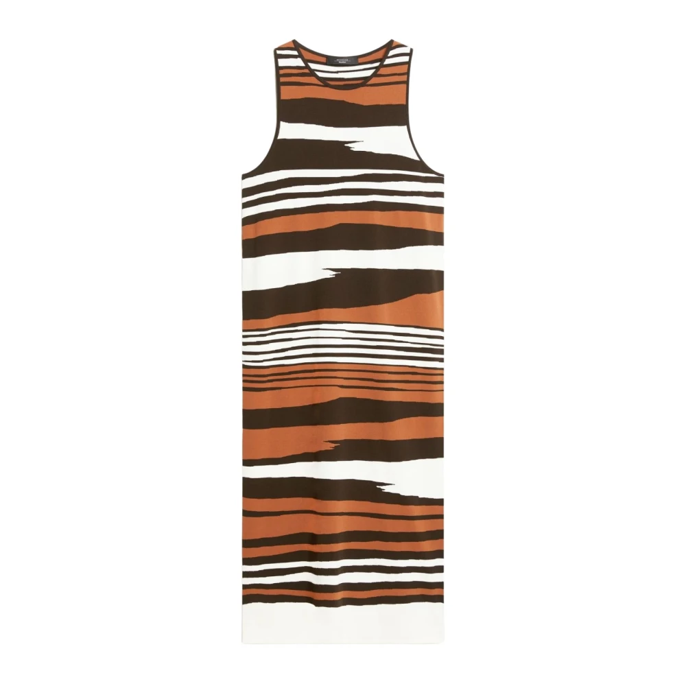 Max Mara Weekend Elegante Crew-Neck Midi Jurk met opvallend patroon Multicolor Dames