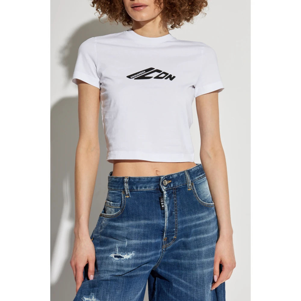 Dsquared2 Korte T-shirt met logo White Dames