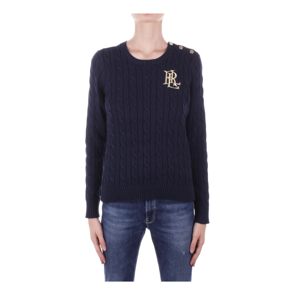 Ralph Lauren Women's Blue Round-Neck Knitwear, L, Jumpers