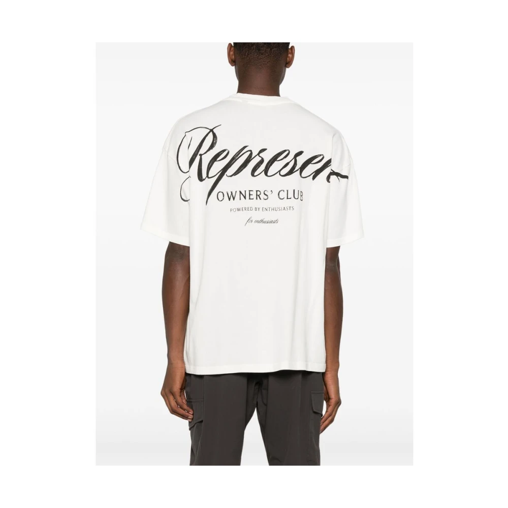 Represent Wit katoenen T-shirt met logo-opdruk White Heren