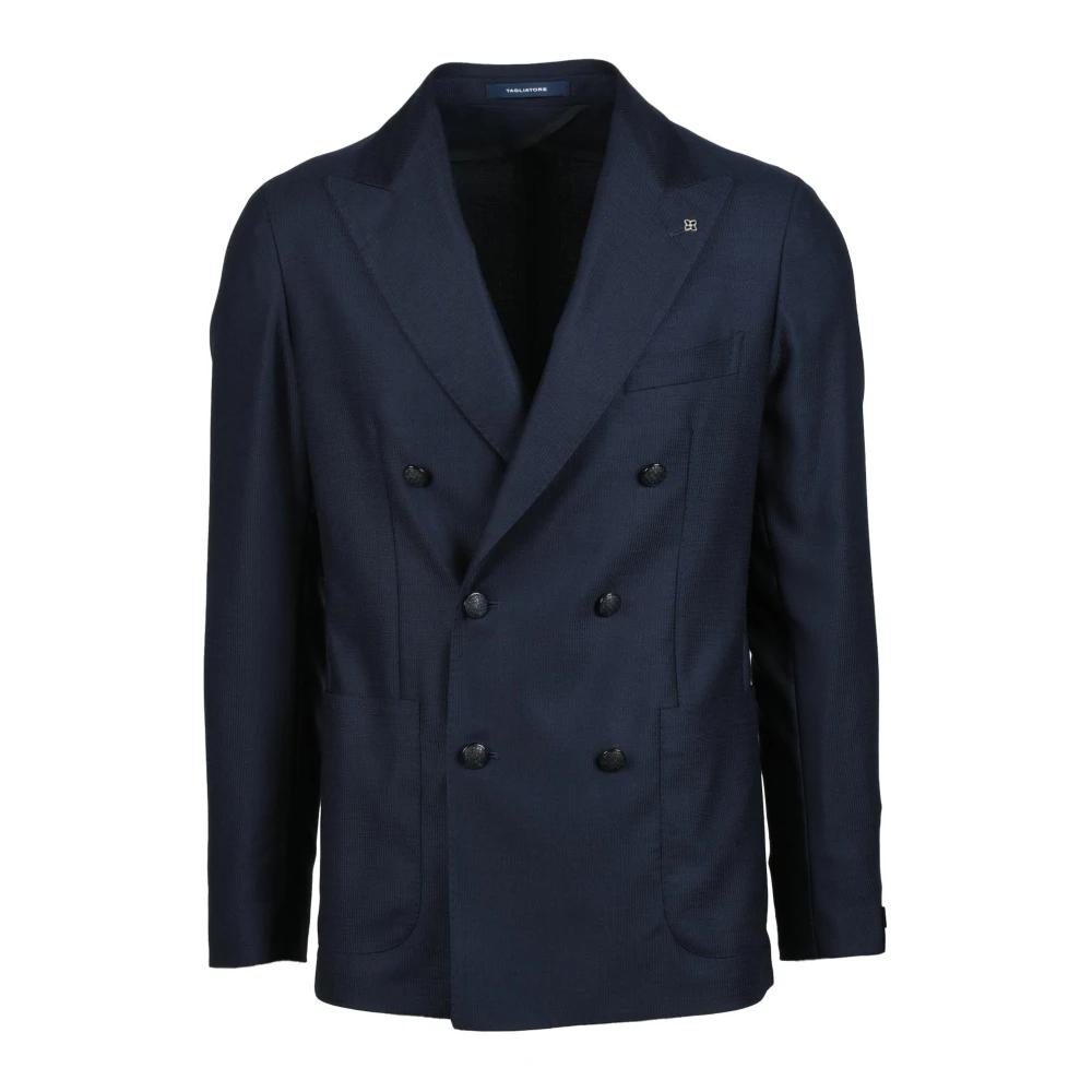 Tagliatore Blauwe Deconstructed Double-Breasted Jas Blue Heren