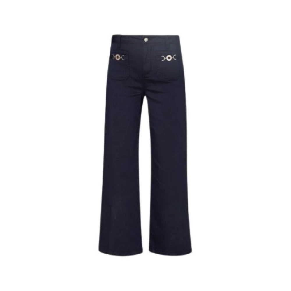 Liu Jo Blauwe Flared Bottom Up Broek Blue Dames
