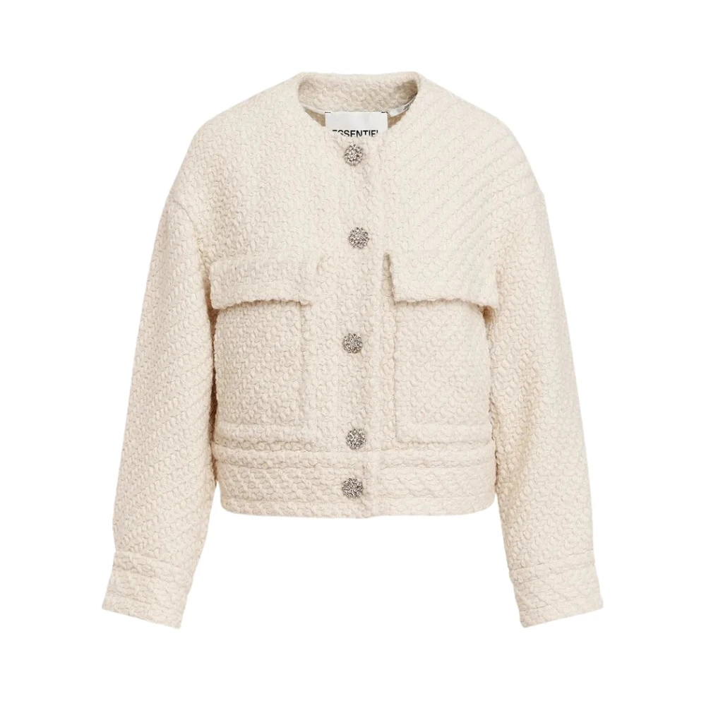 Essentiel Antwerp Stijlvolle Cropped Jas White Dames