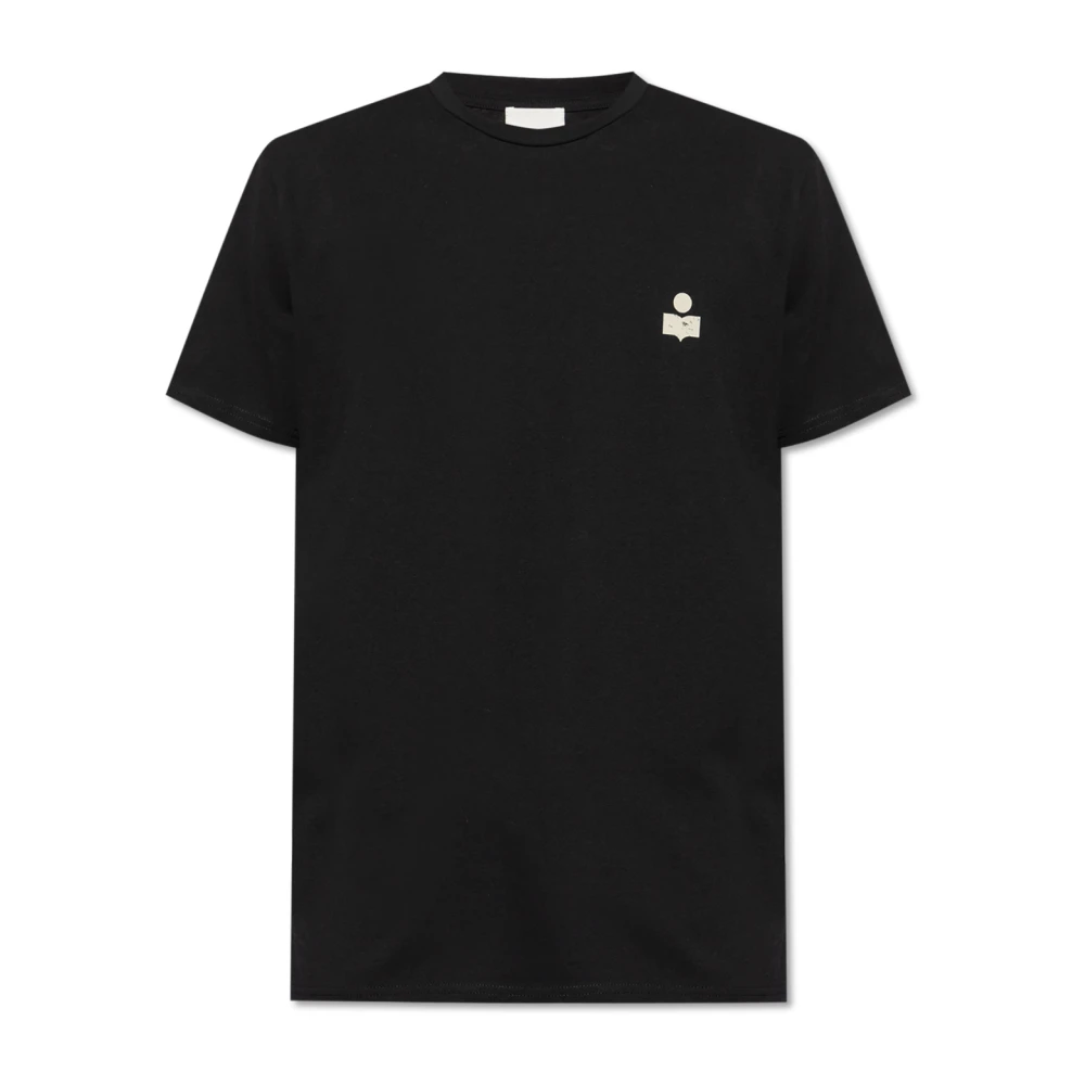Isabel marant Zwarte katoenen T-shirt met korte mouwen en logo White Heren