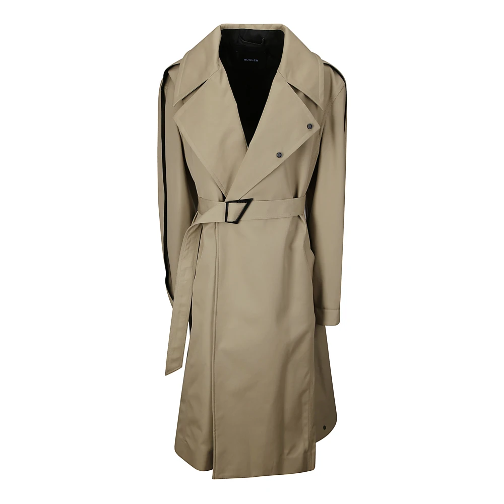 Mugler Twill Trenchcoat met brede kraag Beige Heren