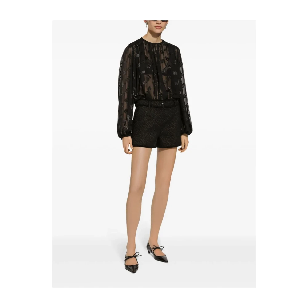 Dolce & Gabbana Zwarte Wollen Shorts Franse Zakken Black Dames