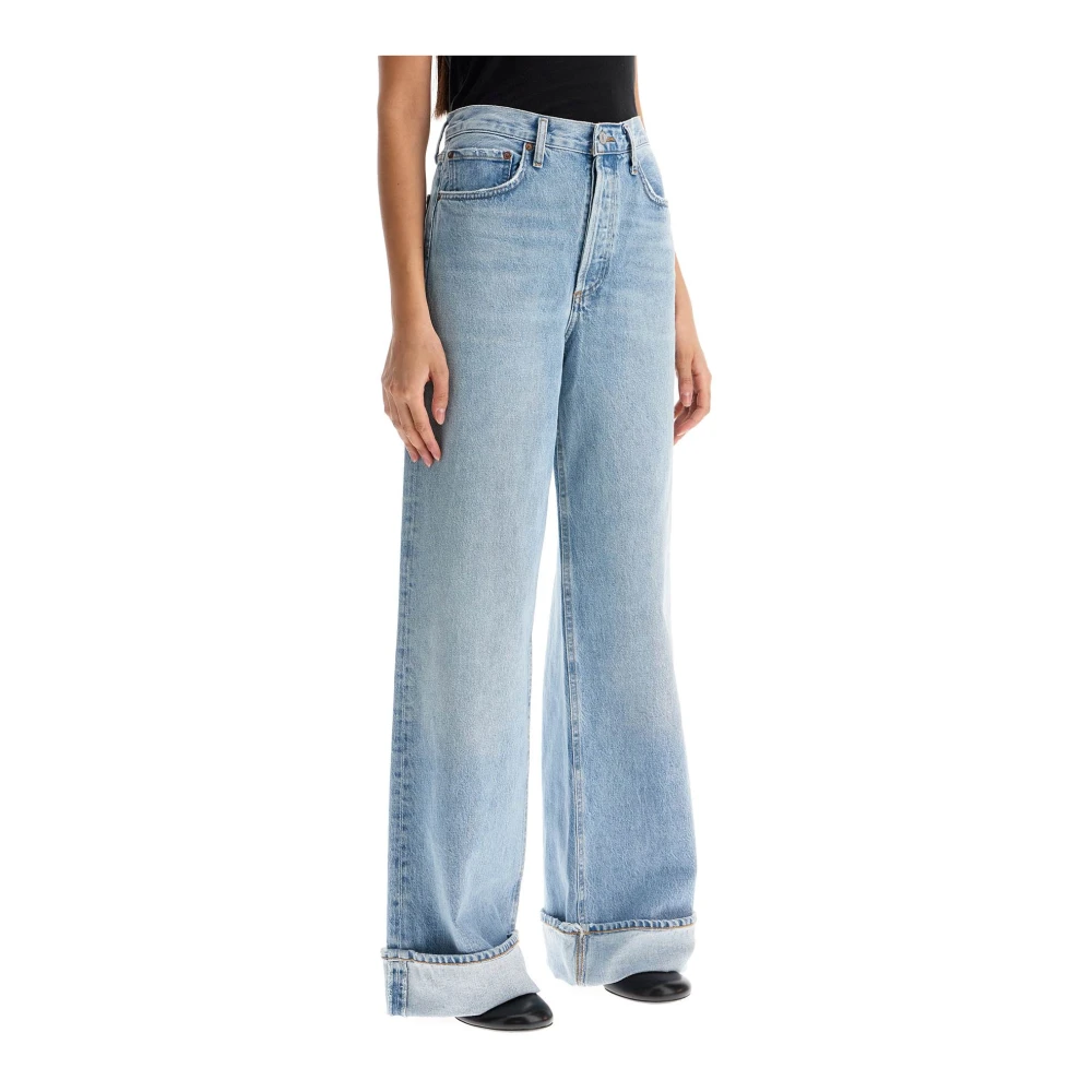 Agolde Wijde Pijp Distressed Denim Jeans Blue Dames