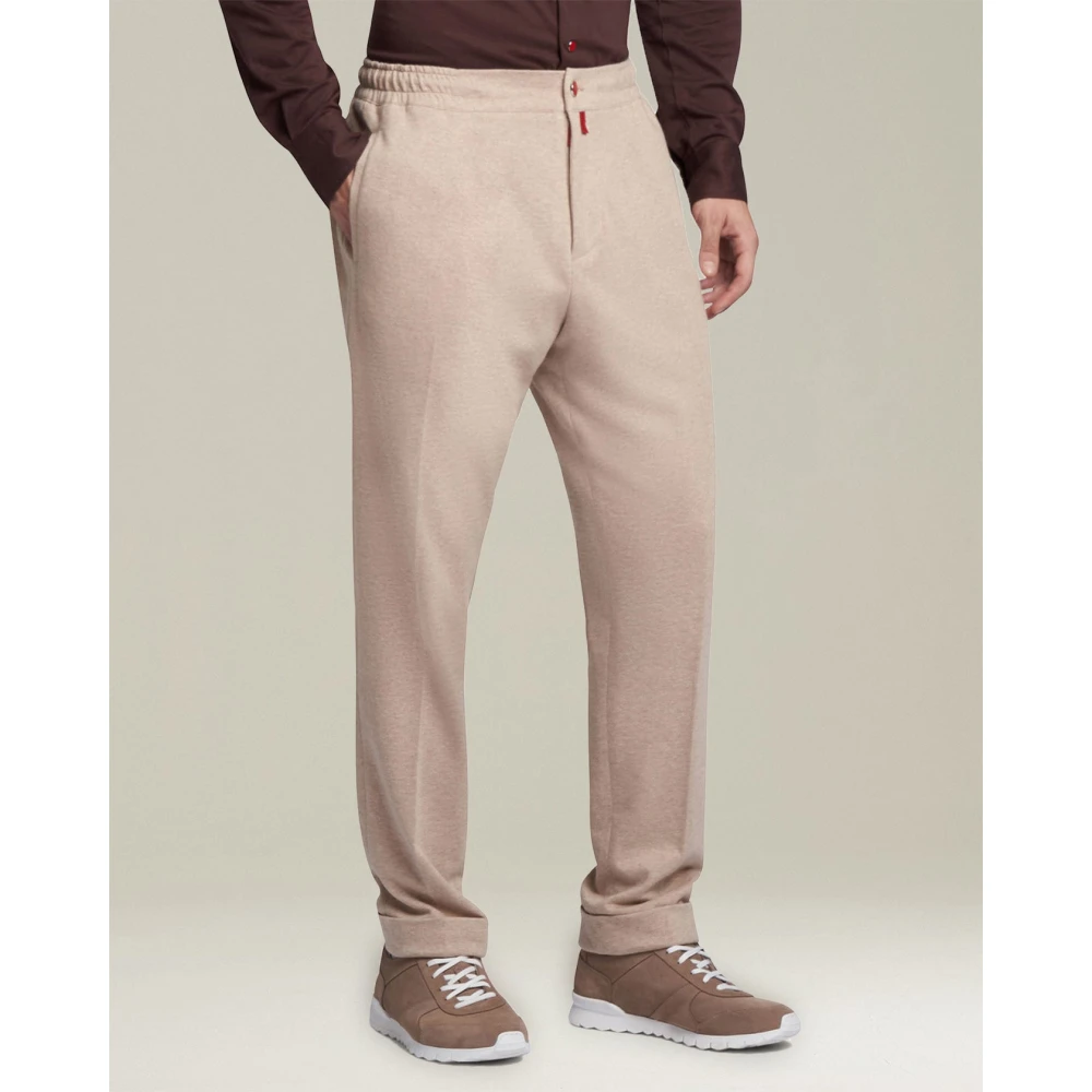 Kiton Beige Katoen Kasjmier Trekkoordbroek Beige Heren