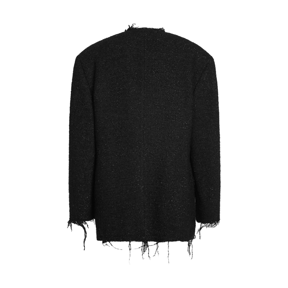 Magliano Metallic Tweed Double-Breasted Jas Black Heren