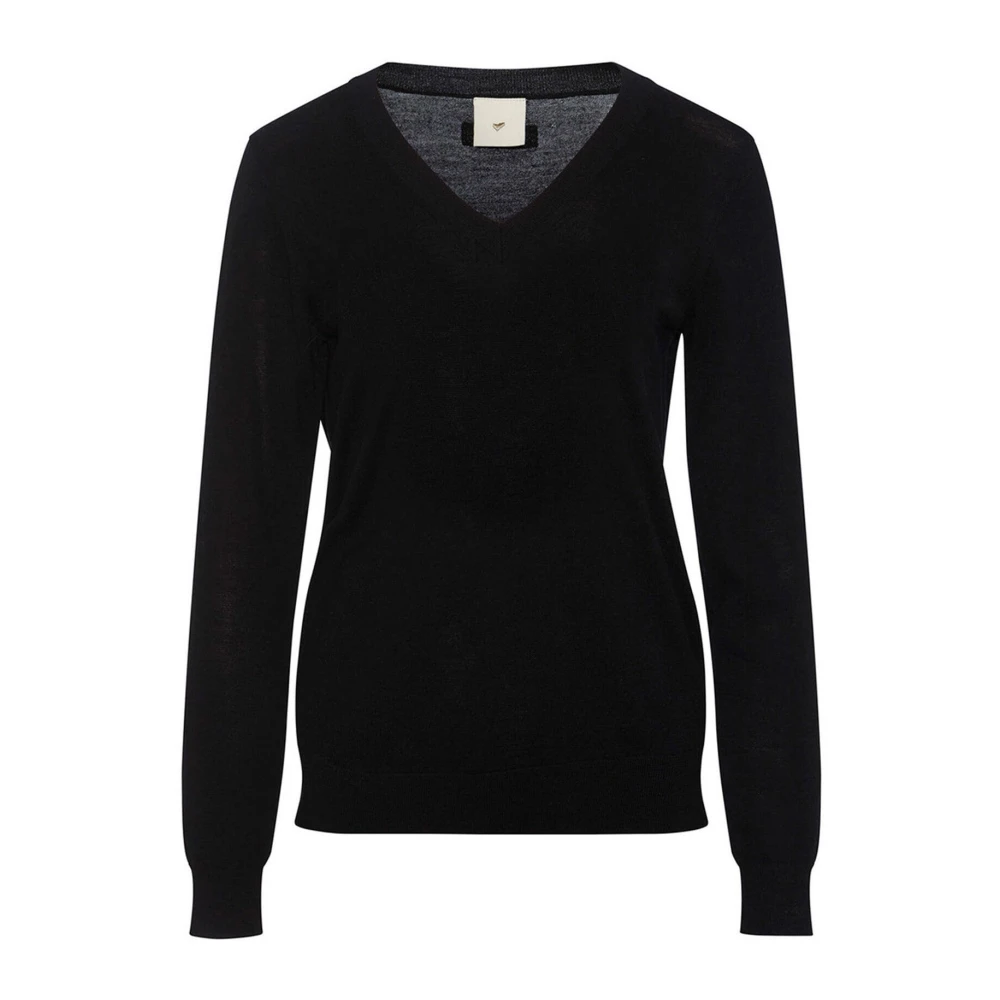 Heartmade Women's Black V-Neck Knitwear, M, Knit Jumper With V-Neck