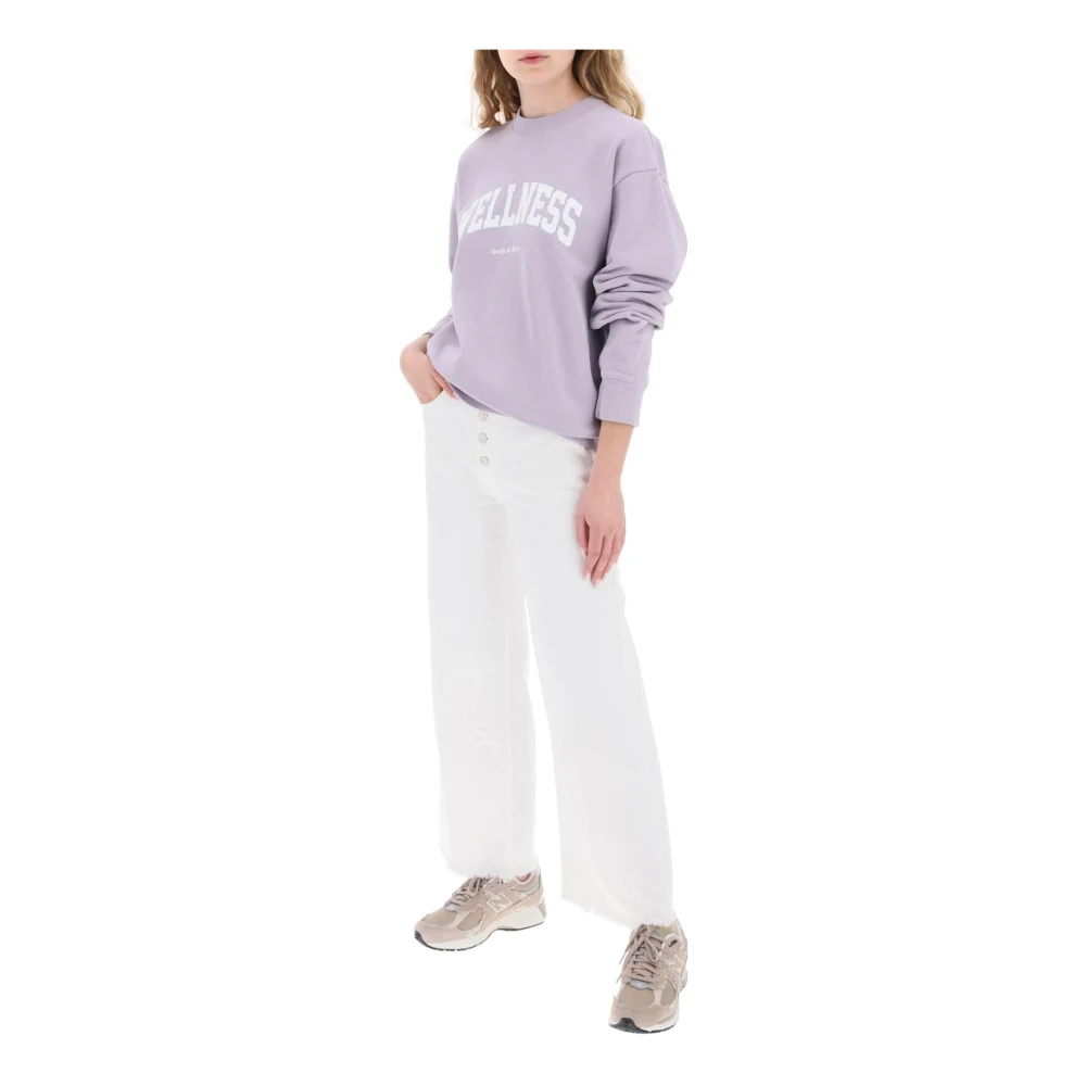 Sporty & Rich Sweatshirt met contrasterende Wellness-print Purple Dames
