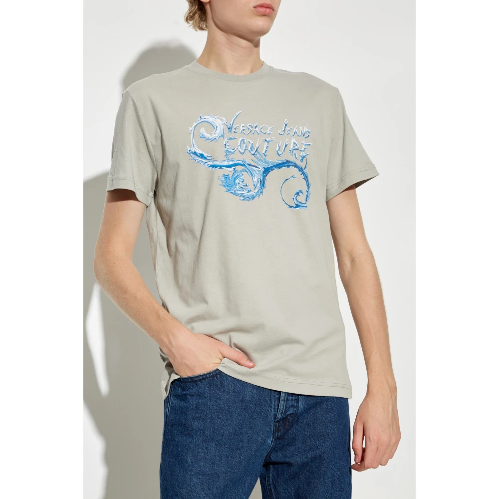 Versace Jeans Couture T-shirt met logo Gray Heren