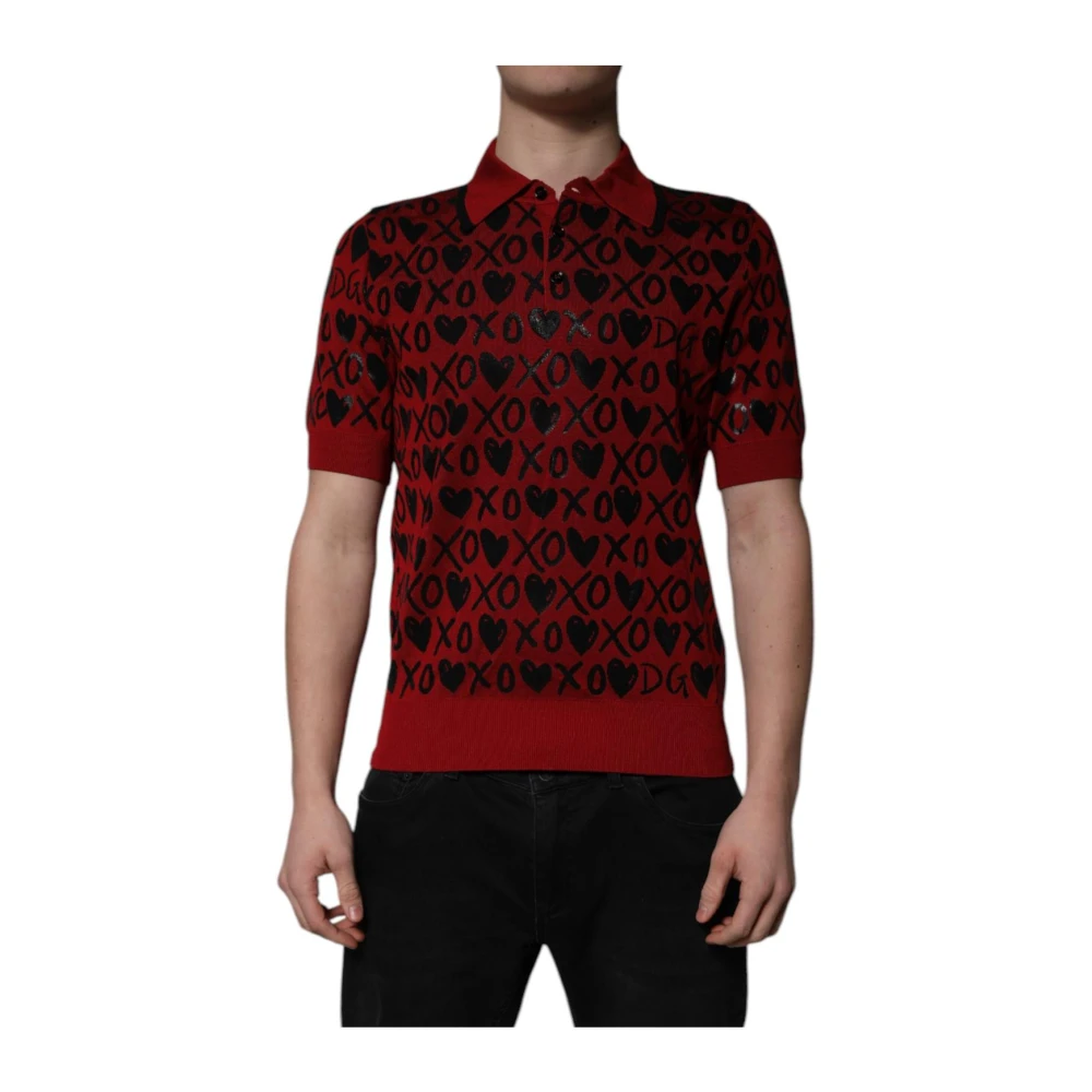 Dolce & Gabbana Men's Red Xoxo Colla Polo T-Shirt - Polo Shirts - S - Tops