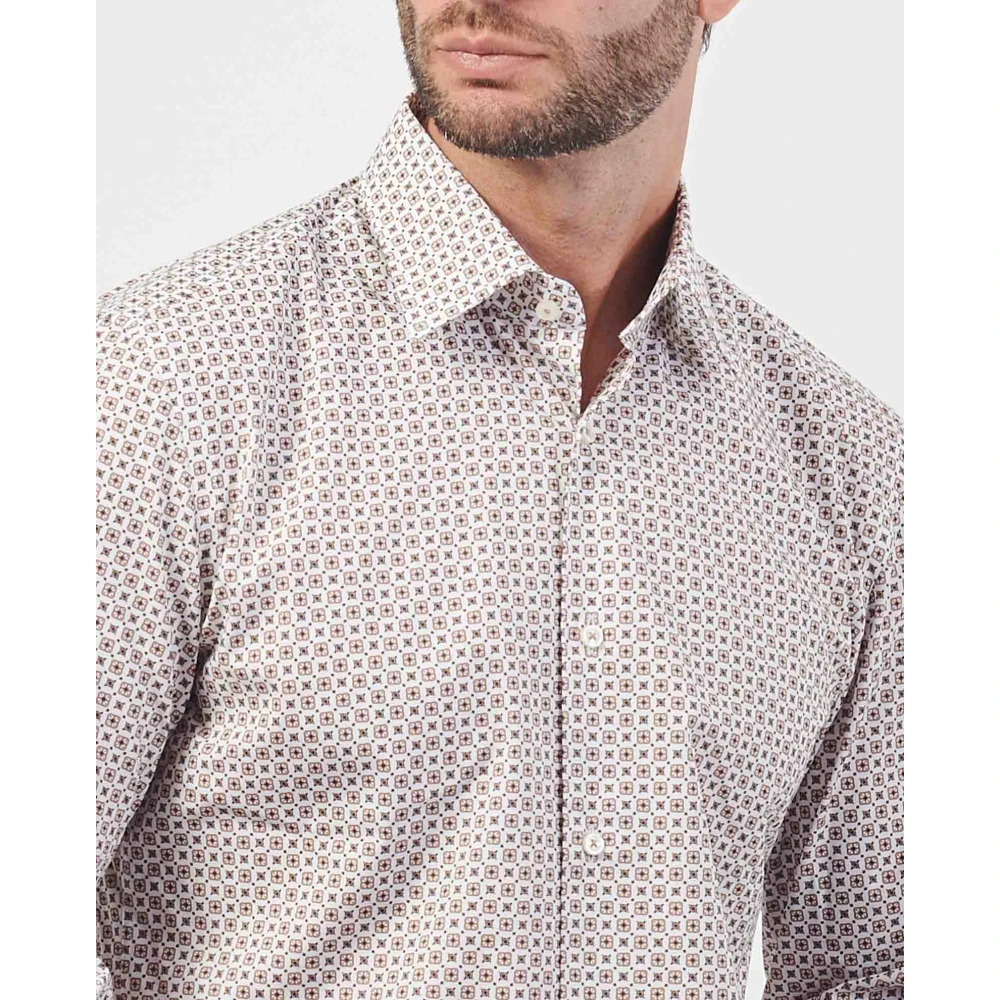 Hugo Boss Beige Bedrukt Overhemd Slim Fit Beige Heren