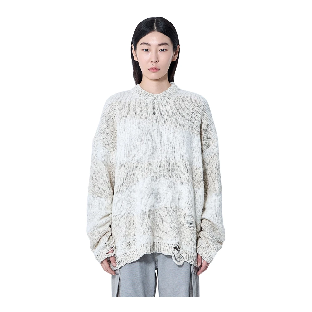 Our Legacy Women's White Distressed Crewneck Sweater
