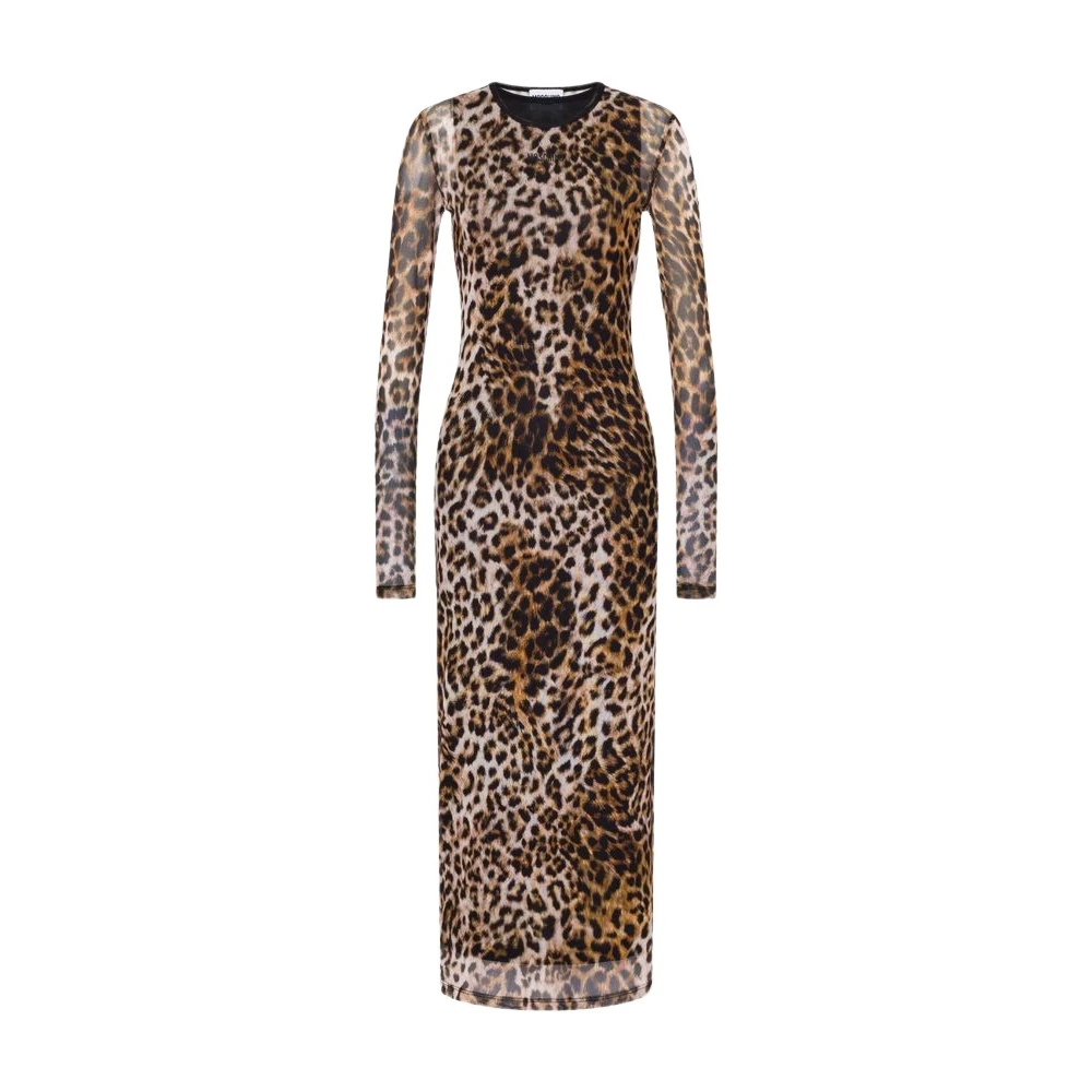 Moschino Brown Printed Mesh Dress - Female - Midi Dresses - 2XS - Dresses