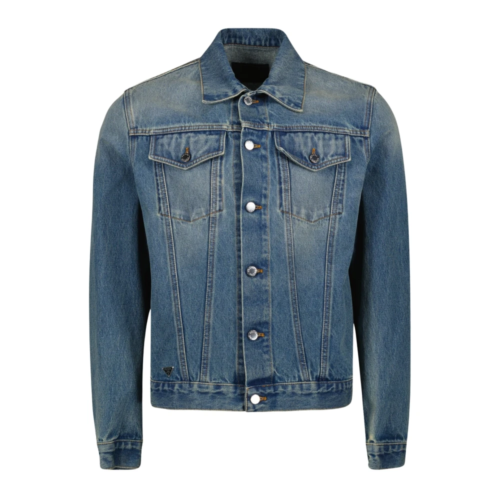 Prada Men's Blue Denim Jacket Classic Washed