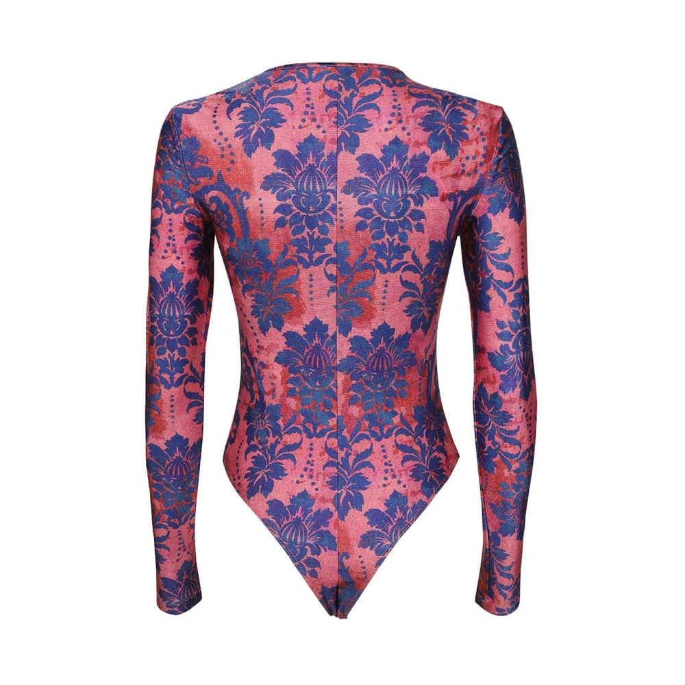 Versace Jeans Couture Gedrukte body met lange mouwen Pink Dames