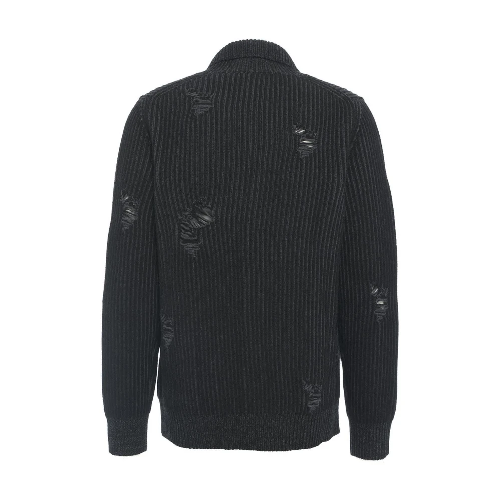 Mauro Grifoni Vernielde Detail Vest Knoopsluiting Gebreid Black Heren