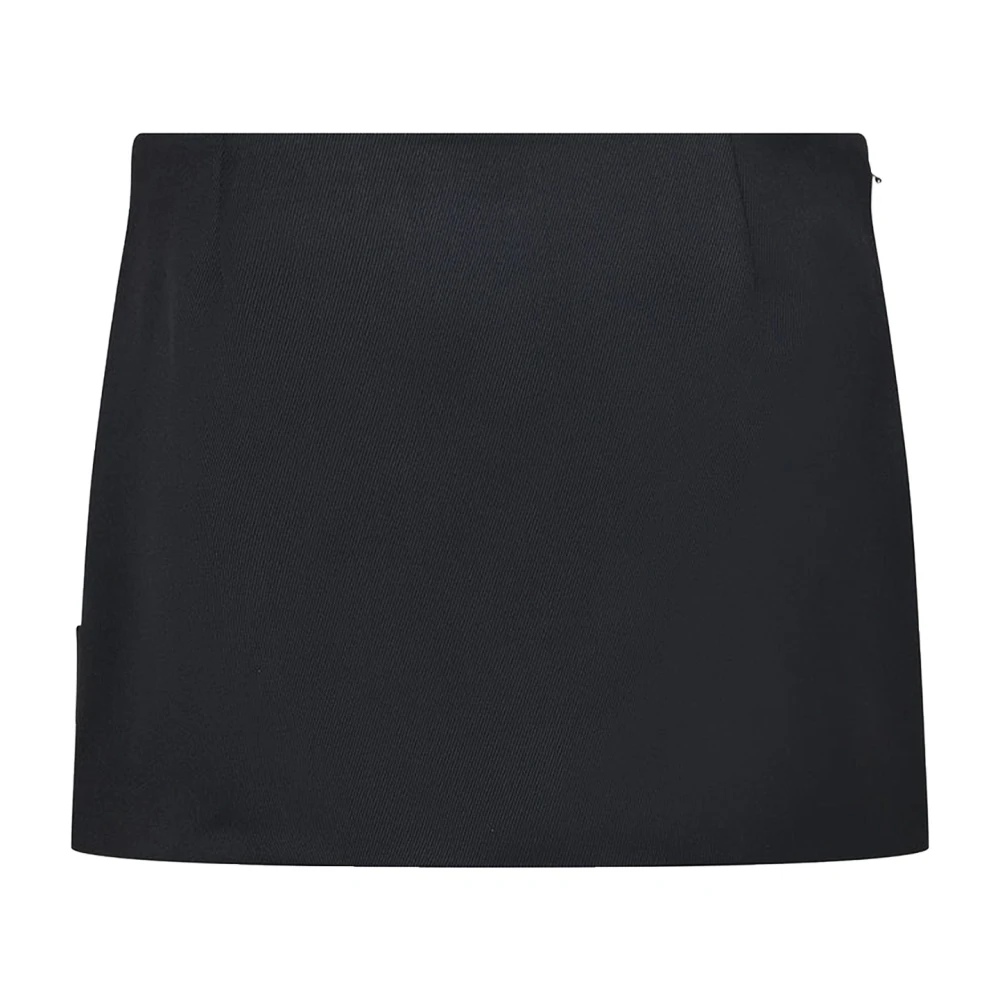 Amen Zwarte Twill Minirok Lage Taille Black Dames