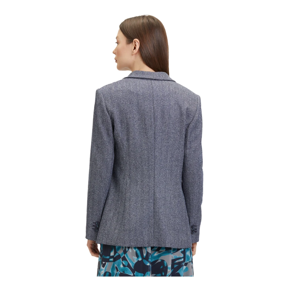 Betty & Co Lange blazer met zakken Blue Dames