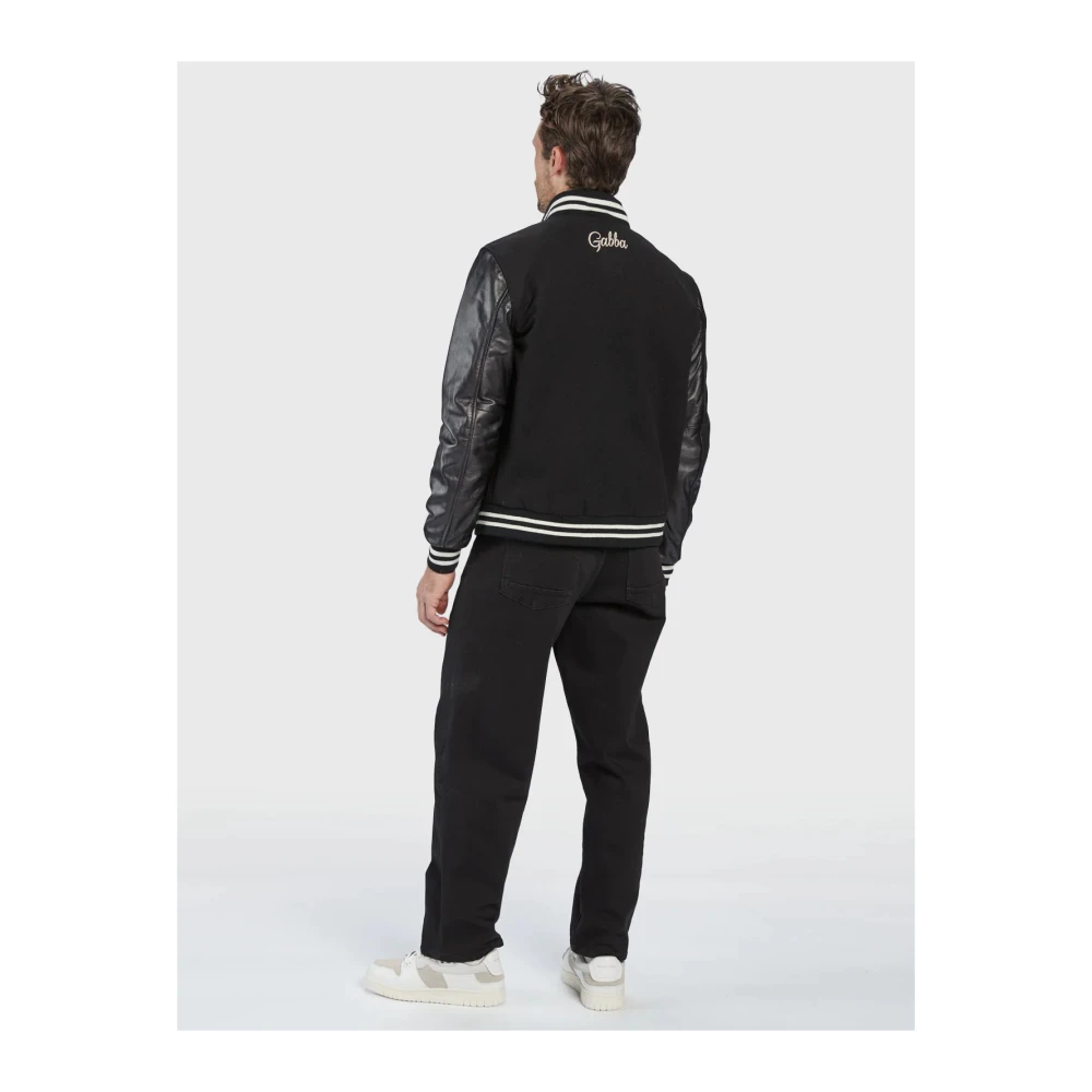 Gabba Zwarte varsity jack van wolblend met leren mouwen Black Heren