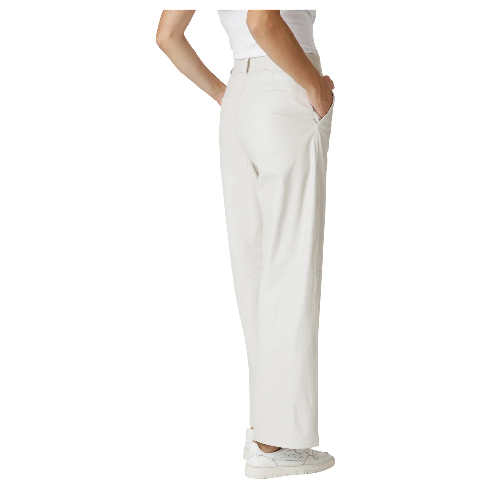 Eleventy Nappa Leren Broek White Dames