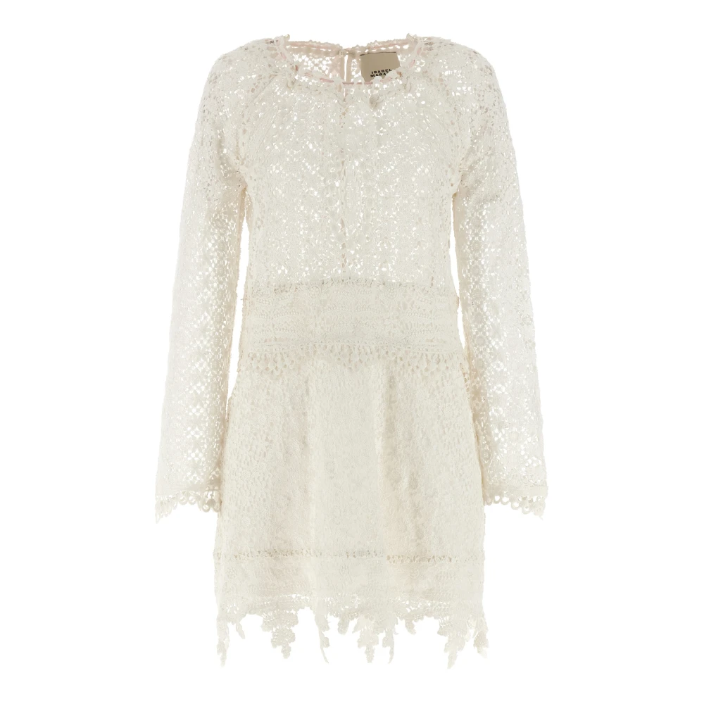 Isabel Marant White Mini Hizene Crochet Openwork Cotton Dress - Female - Short Dresses - Xs - Dresses
