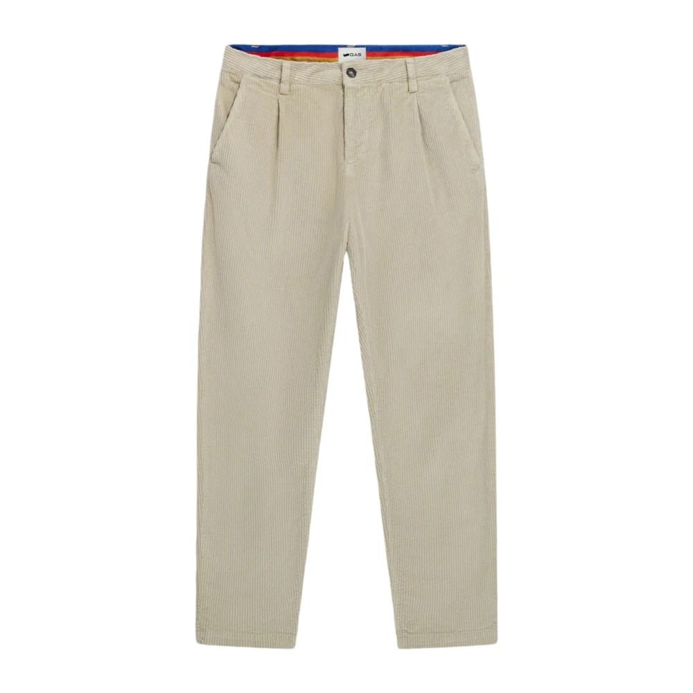 GAS Ribfluwelen Chino Broek met Zakken Beige Heren