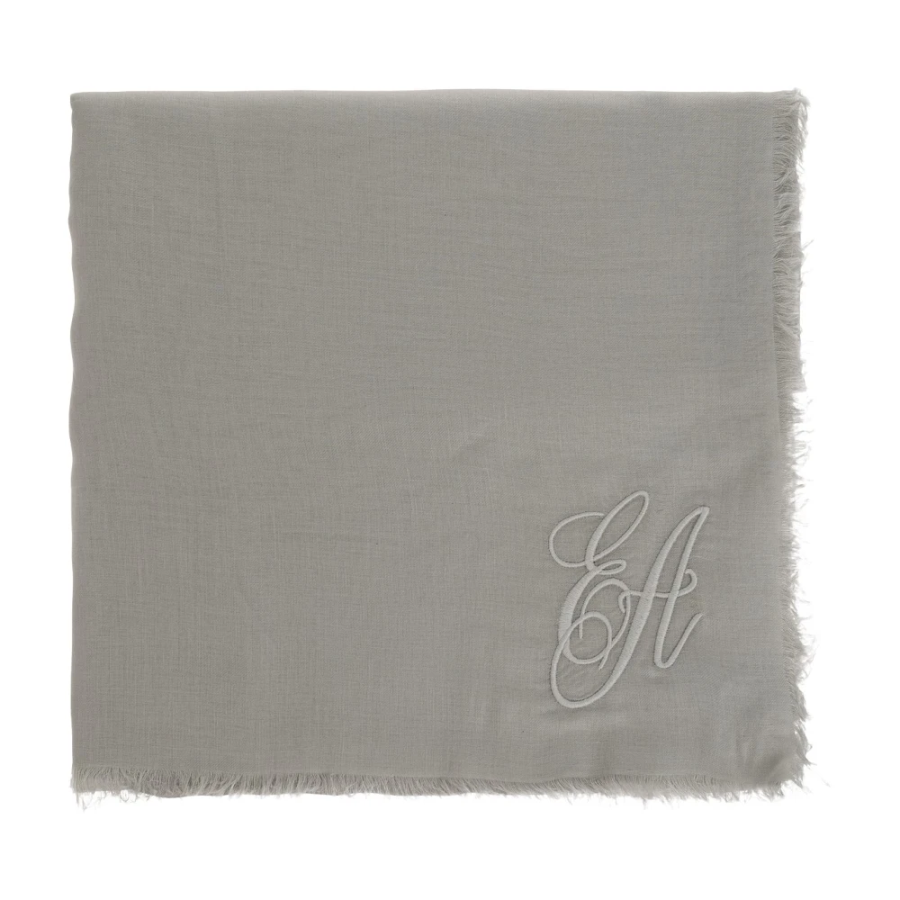 Emporio Armani , Silk Scarves, Female, Gray, One Size, Scarf With Logo