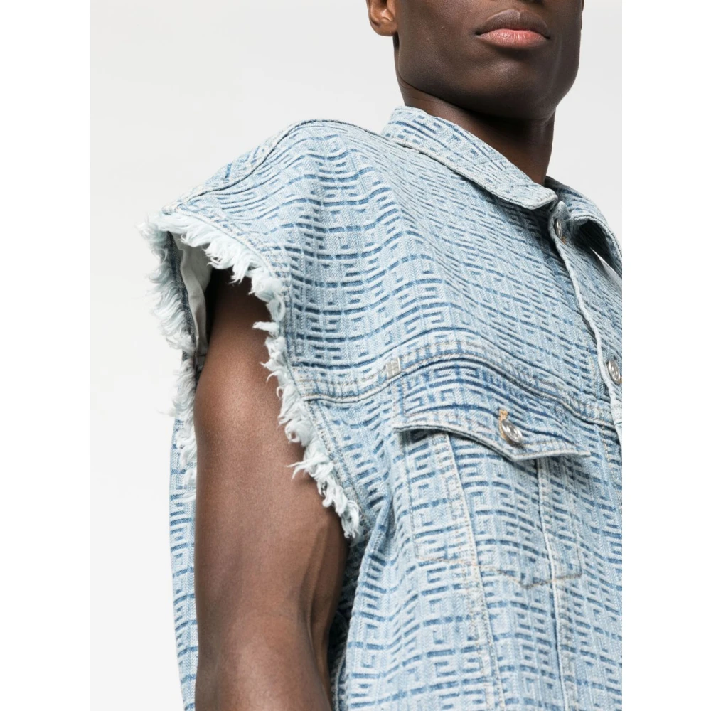 Givenchy Clear Blue 4G Denim Gilet Blue Heren