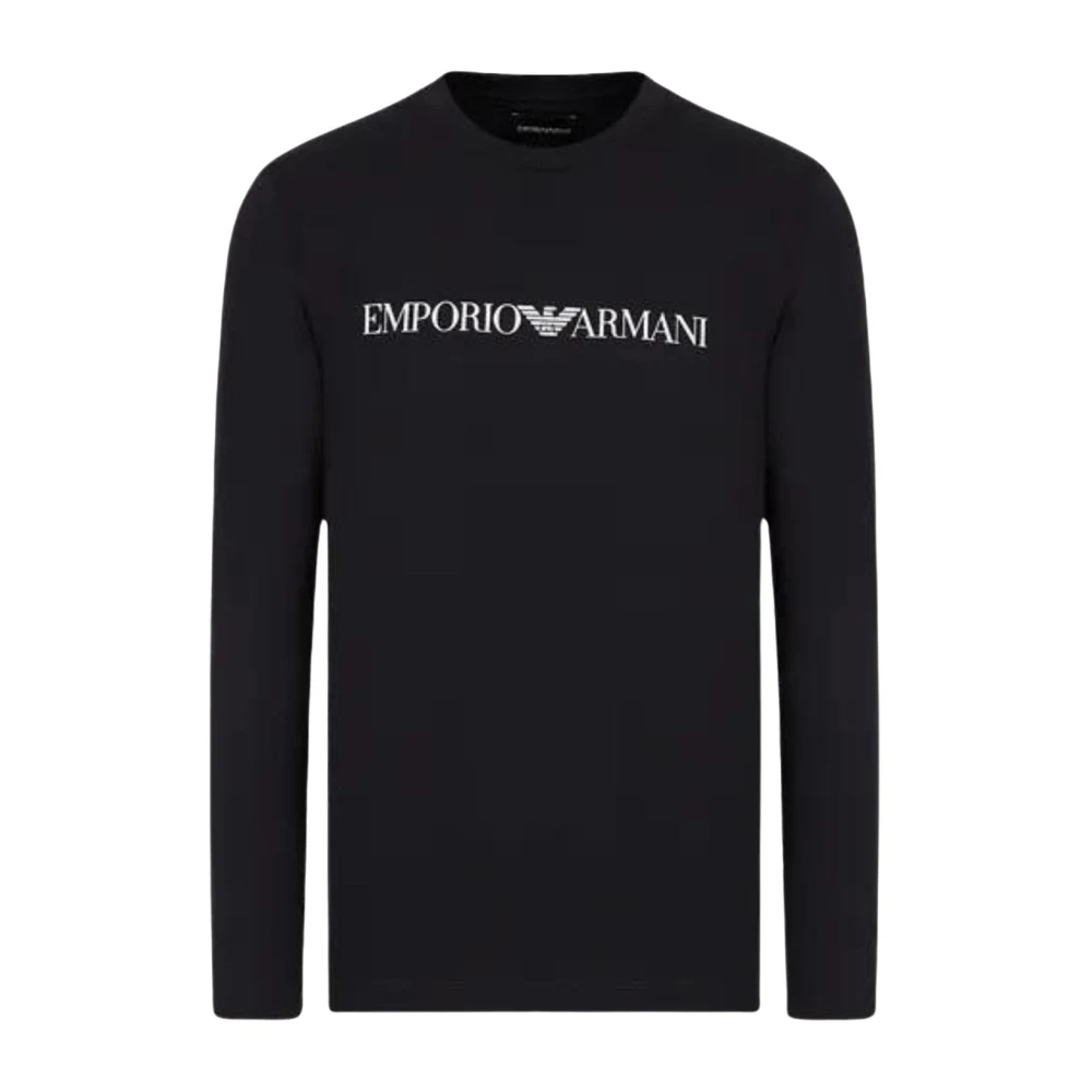 Emporio Armani Heren Slim-Fit T-Shirt van Katoen met Lange Mouwen Blue Heren