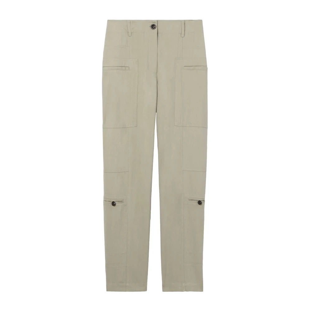 Proenza Schouler Beige Grey Casual Trousers With Pockets - Female - Slim-Fit Trousers - Xs - Trousers