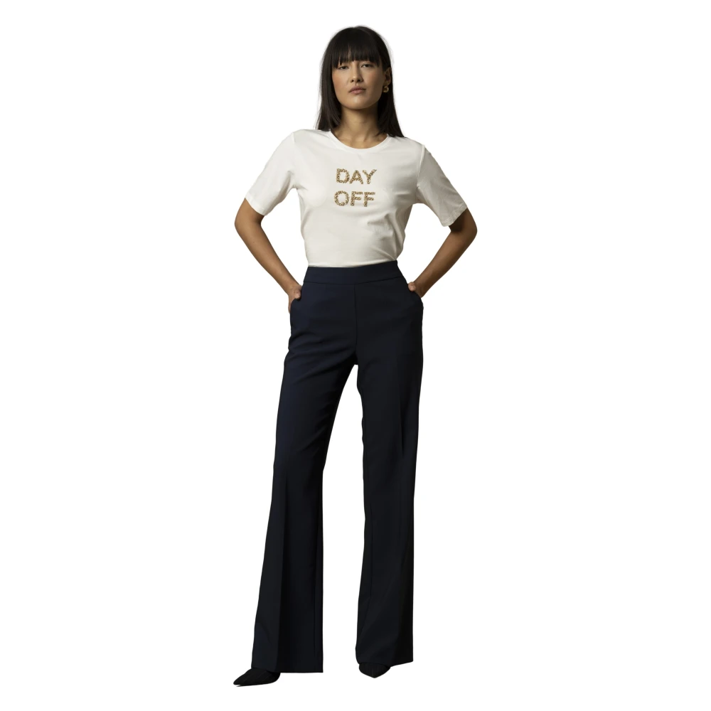 Kocca Women's Black Wide Trousers,, Chic Elasticated Waist Full Length Trousers Large