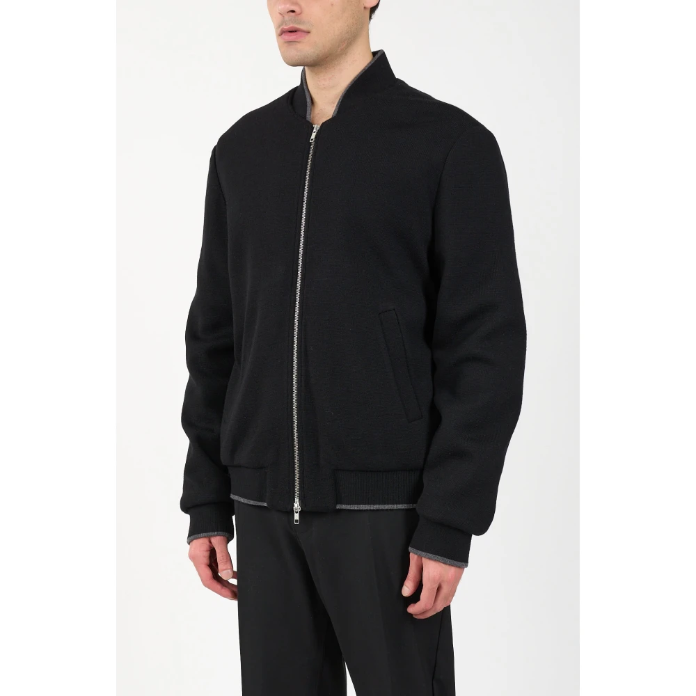 Mauro Grifoni Bomberjack van wolmix met rits Black Heren