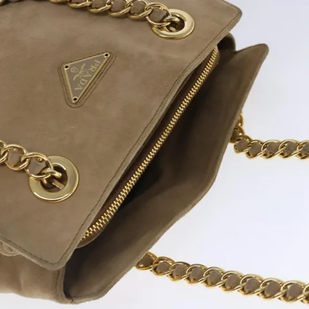 Prada Vintage Pre-owned Suede prada-bags Beige Dames