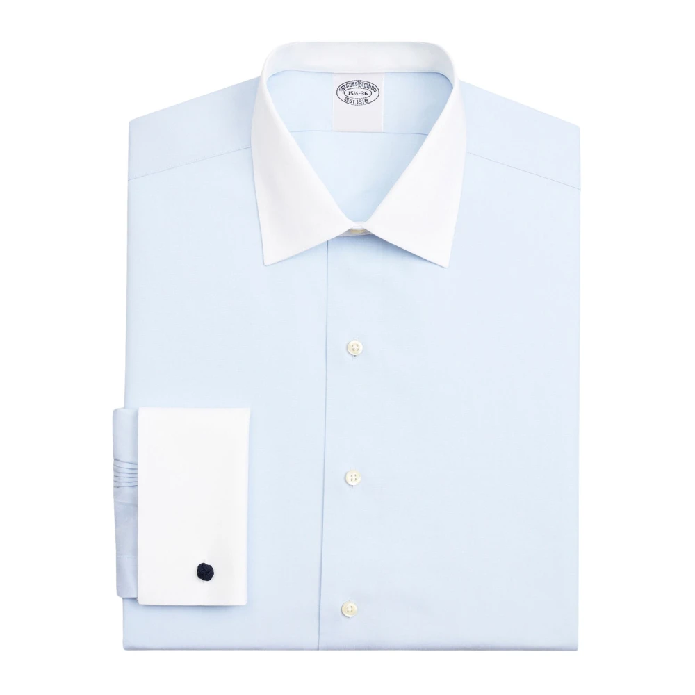 Brooks Brothers Ljusblå Regular Fit Non-Iron Stretch Supima Bomull Pinpoint Oxford Cloth Dress Skjorta med Ainsley-krage Blue, Herr