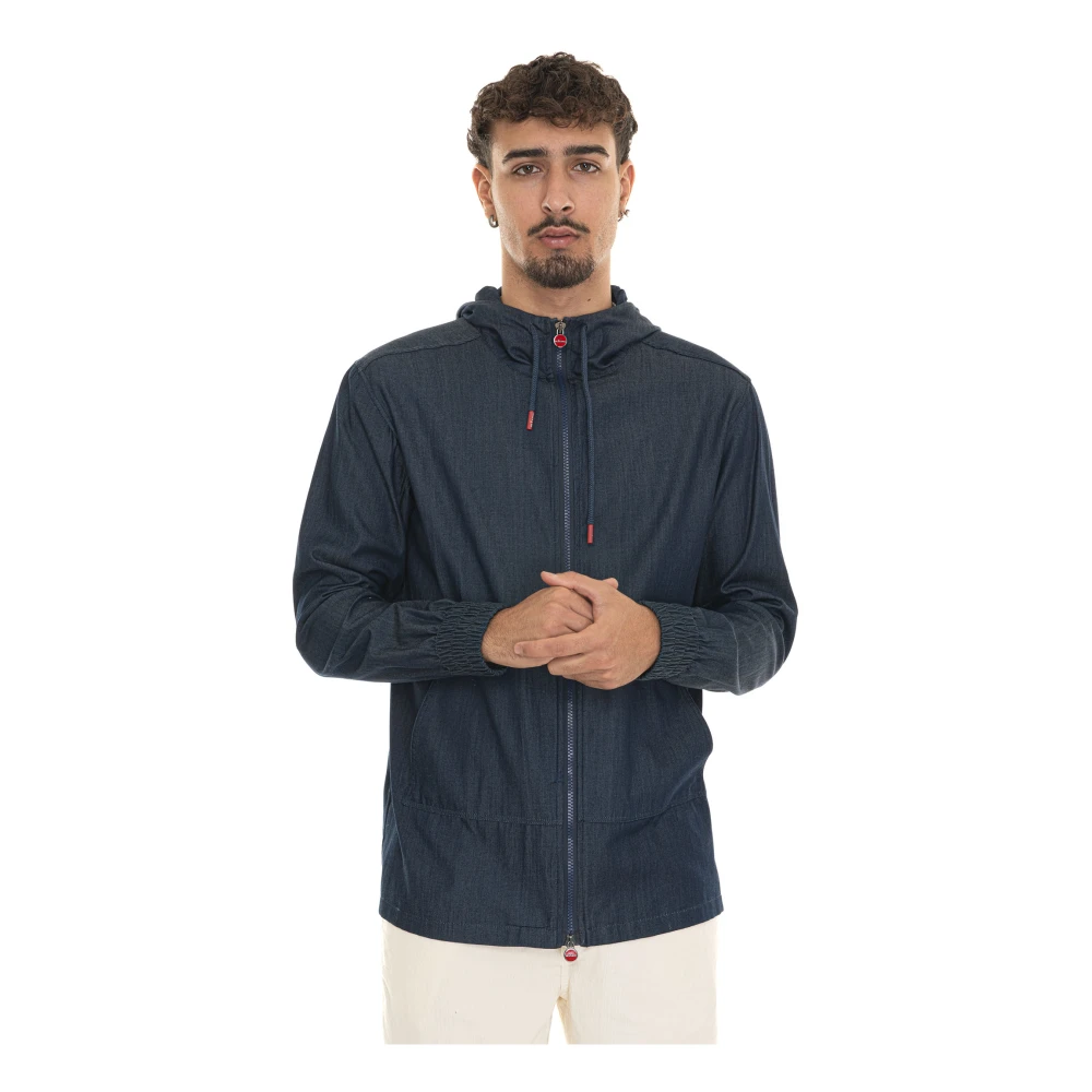 Kiton Katoenen Hoodie met Rits Blue Heren