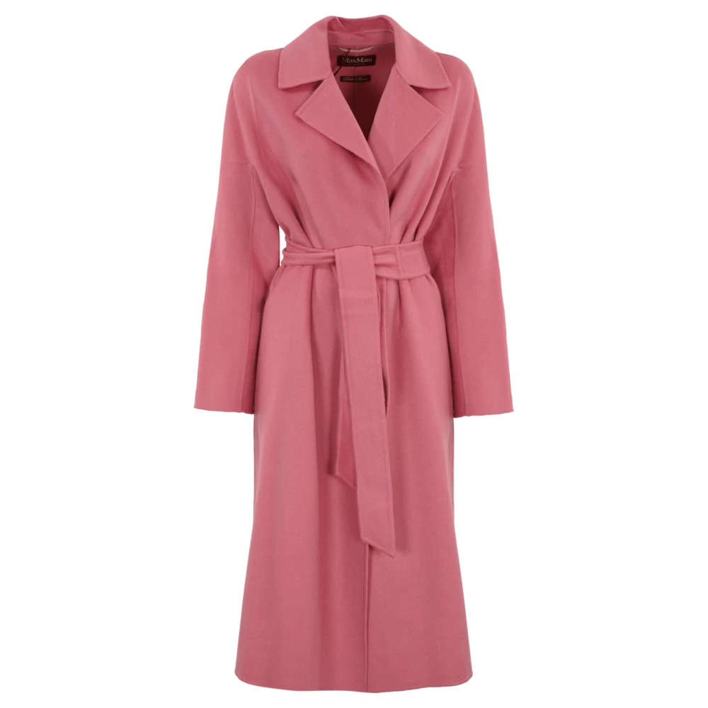 Max Mara Studio Rosa Ull Siden Kashmir Kappa Pink, Dam