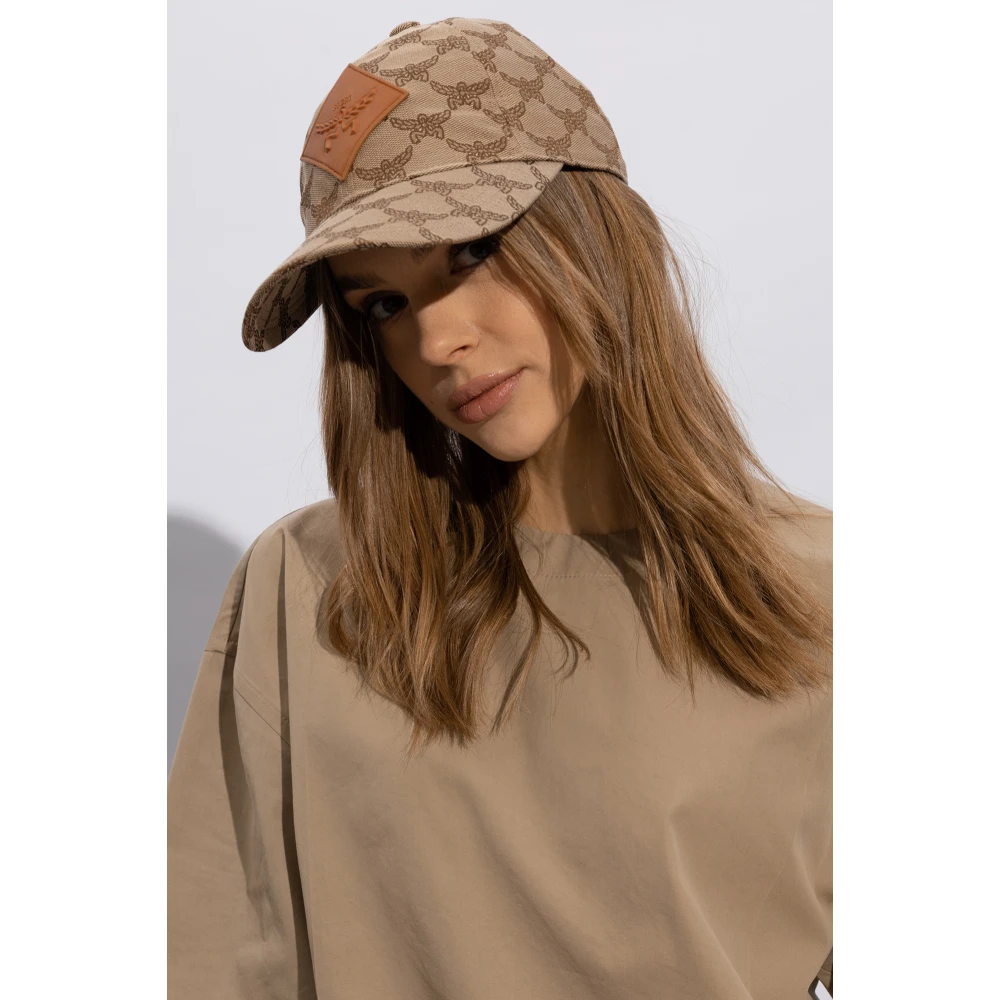 MCM Baseballpet met monogram Beige Unisex
