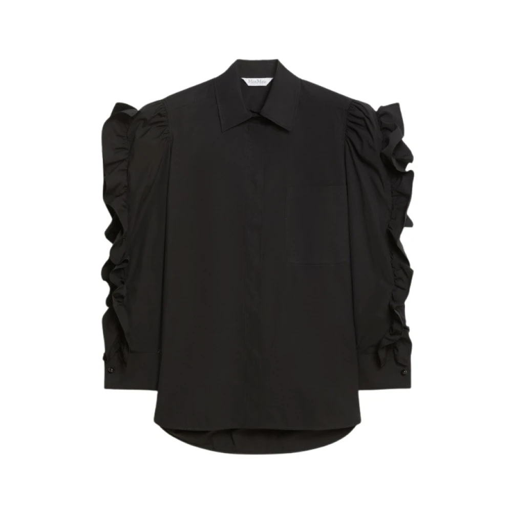Max Mara Pleiadi Shirt met Ruches Mouwen Black Dames
