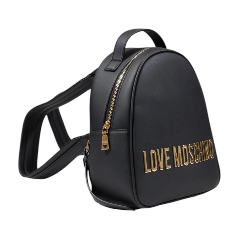 Love Moschino Zwarte ritssluiting rugzak voor vrouwen Black Dames