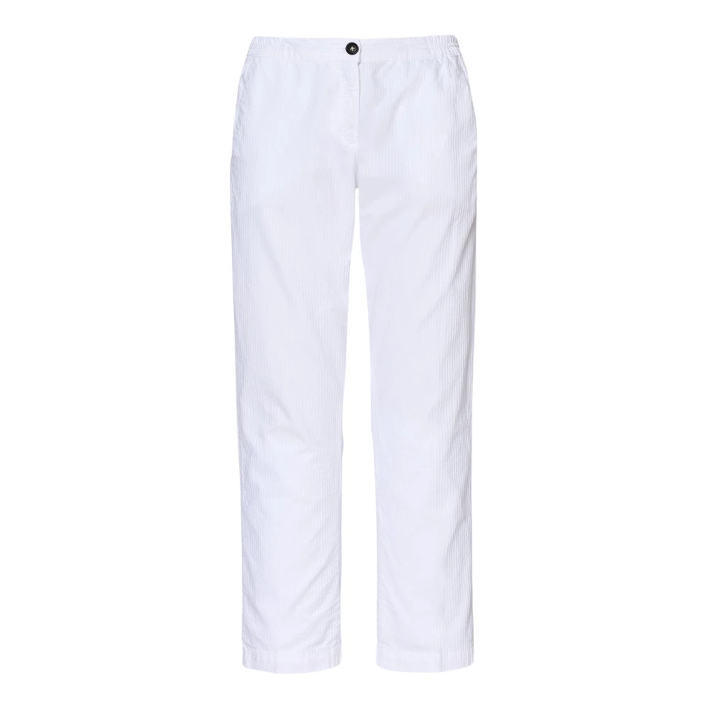 Massimo Alba Klassieke katoenen broek met elastische tailleband White Dames