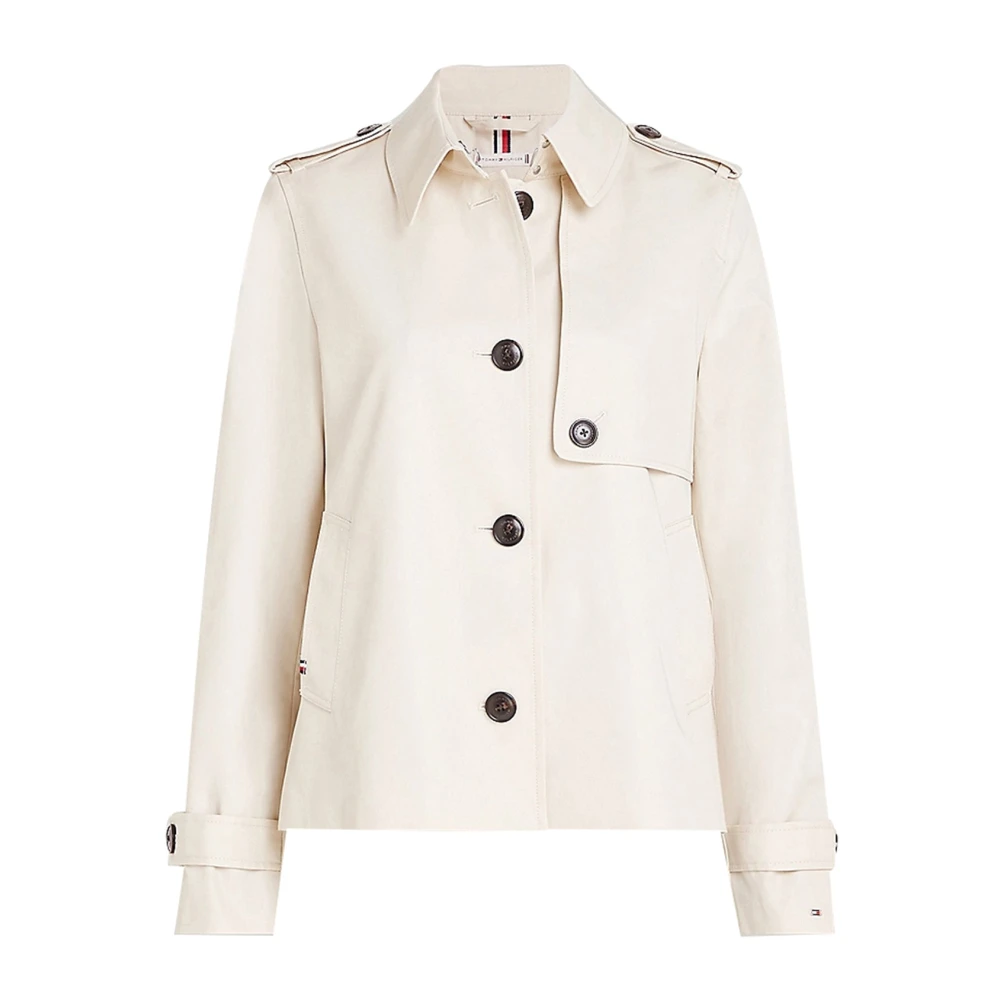 Tommy Hilfiger Korte Trenchcoat met Cape White Dames