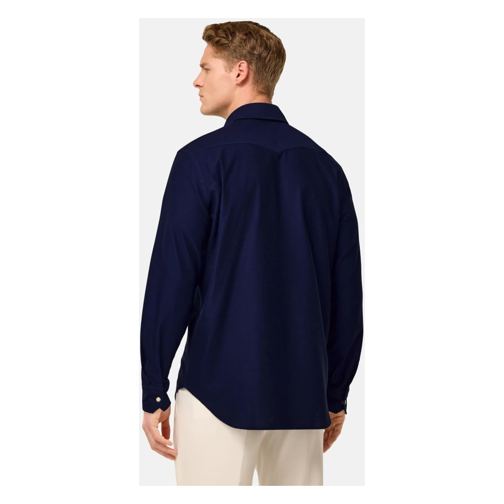 Boggi Milano Regular Fit Katoenen Overhemd Blue Heren