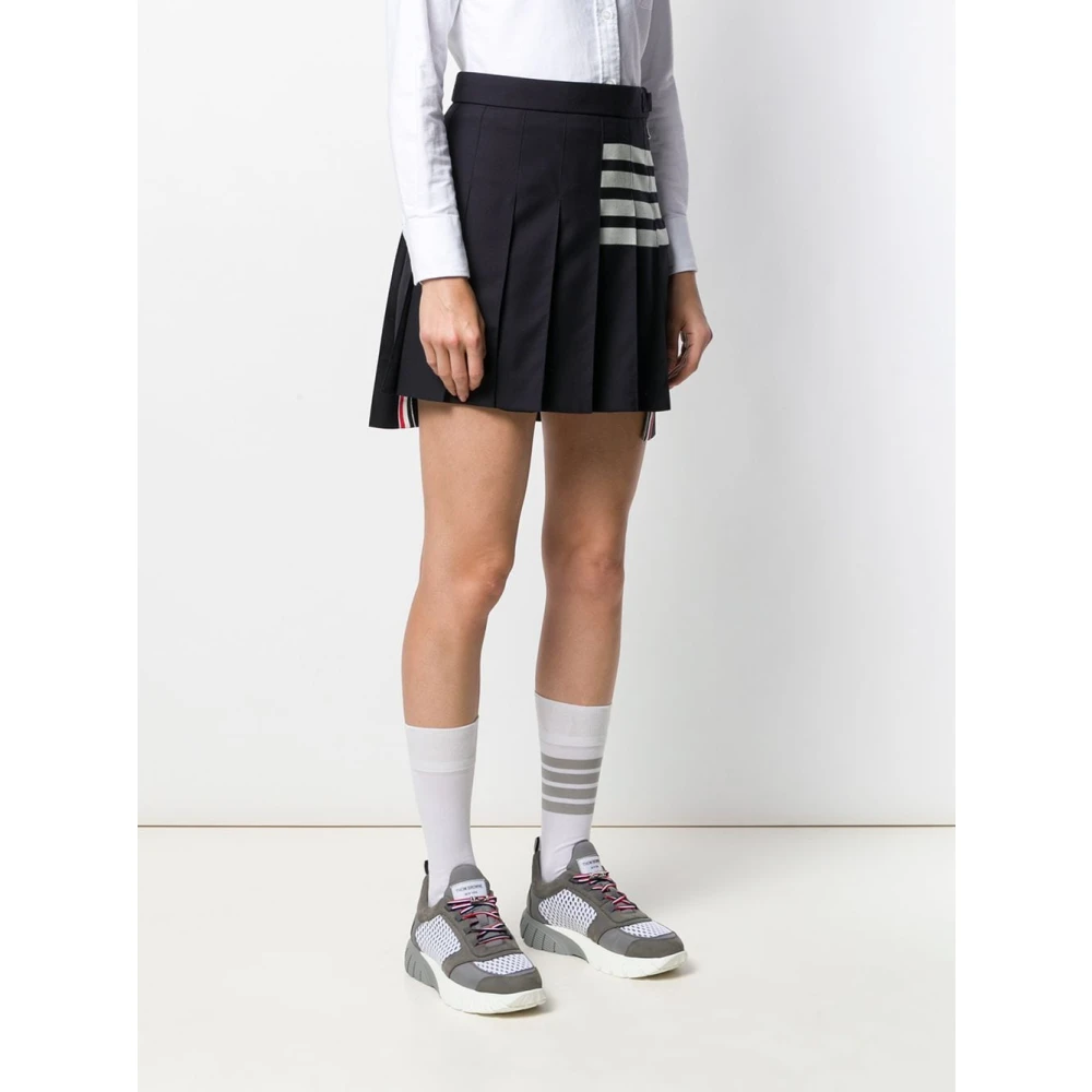 Thom Browne Blauwe Logo Wollen Rok Blue Dames