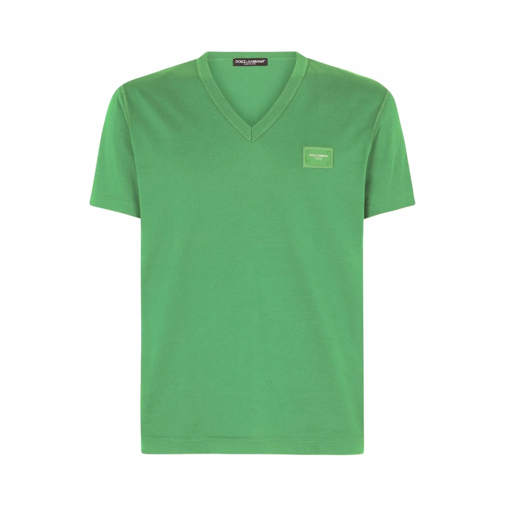 Dolce & Gabbana Men's Green Casual Cotton T-Shirt With Unique Design
