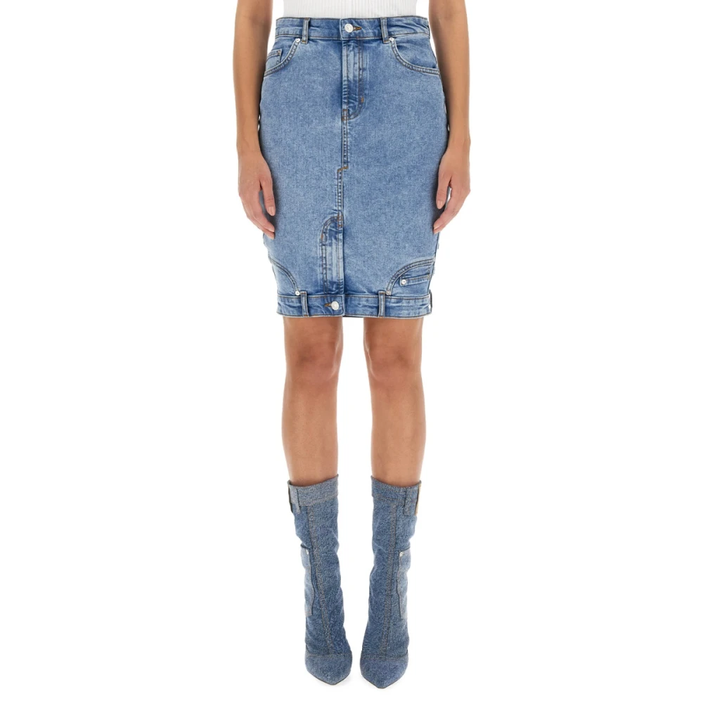 Moschino Denim Rok met Knoopsluiting Blue Dames