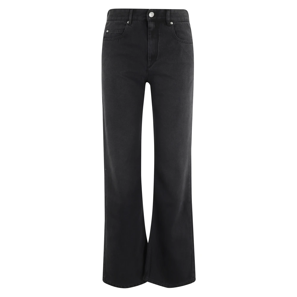 Isabel Marant Women's Black Bootcut Jeans, Xs, Faded Straight Leg Jeans